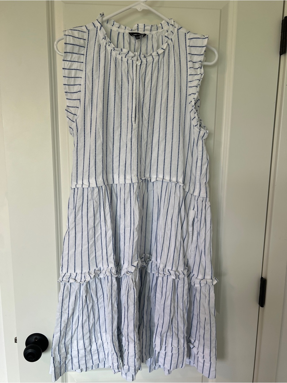 ME+EM Women's Striped Swing Tiered Mini Dress Size 12 - Picture 2 of 12